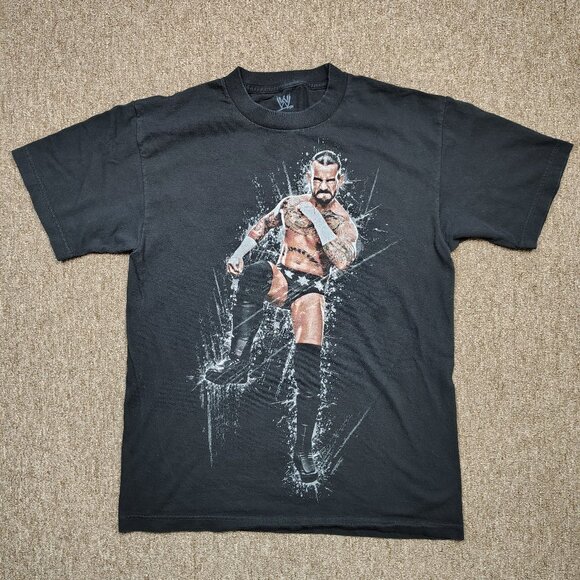 WWE AUTHENTIC CM Punk T-Shirt Men's Medium Black Graphic Short Sleeve 2011 - Picture 1 of 9